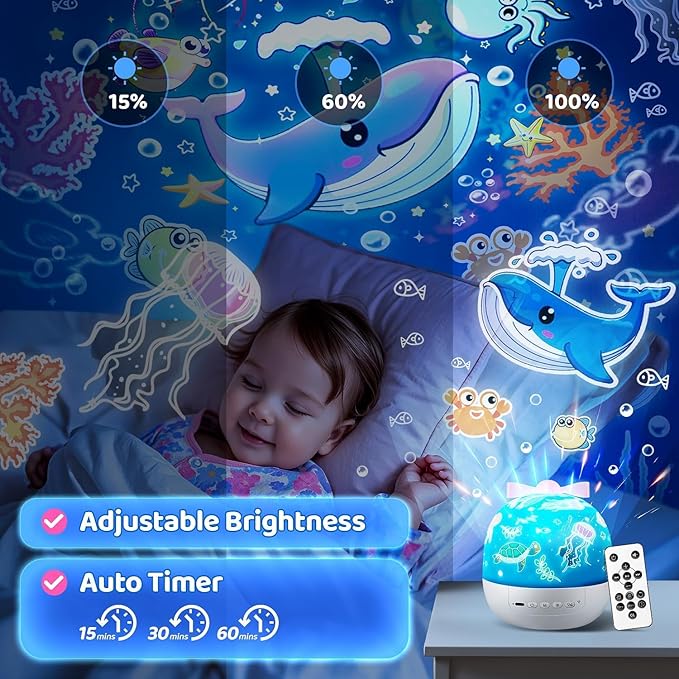 PIKOY Kids Toys for Girls Gifts, 15 Films Light Projector for Girls Toys Age 6-8, 15 Soothing Music for Kids Toys 0-10,Star+Unicorn+Princess+Mermaid Projector Toddler Girl Toys, 1 Year Old Girl Gifts