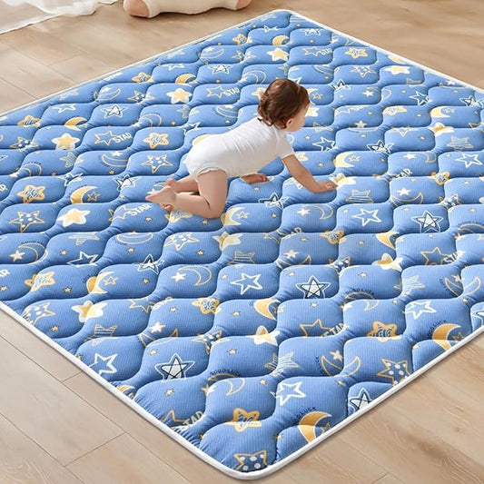 Odorless Premium Foam Baby Play Mat 59" x 59", Soft Microfiber Fabric Crawling Mat for Floor- Comfortable and Hypoallergenic, Non-Slip Cushioned Floor Playpen mat for Infants,Babies,Toddlers