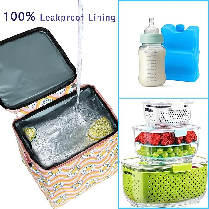 Breastmilk Cooler Bag with Ice Pack Fits 4 Baby Bottles Up to 9 Ounce Insulated Baby Bottle Bag Breast Milk Cooler on The Go with Strap Baby Bottle Cooler Bag for Nursing Mom Daycare or Travel