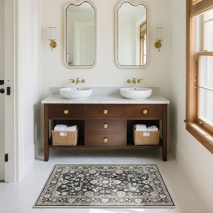 Washable Small Area Rugs for Kitchen: Door Mat Indoor Entrance 2x3 Throw Rug Stain Resistant Non-Slip Low Pile Soft Carpets for Entryway Front Door Indoor Entrance Entry Bedroom