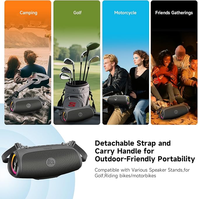 Portable Loud Bluetooth Speaker, 60W Large Subwoofer Wireless Bluetooth 5.3 with Powerbank USB Charge Out,Waterproof IPX7,Rugged Outdoor Boombox for Party,Beach,Golf Life,Pool, Shower,Bike Use