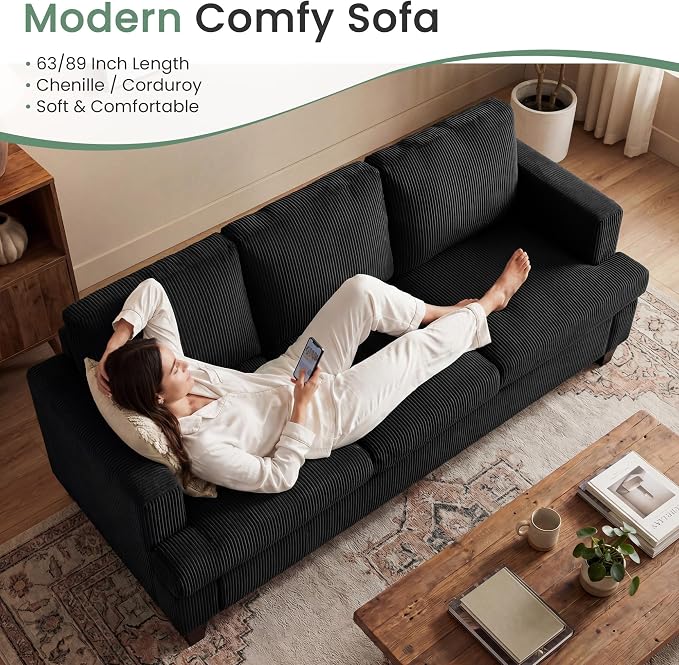 YOUDENOVA 2 Piece Set Comfy Sofa Couch, 2 3-Seater Sofa - Image 5