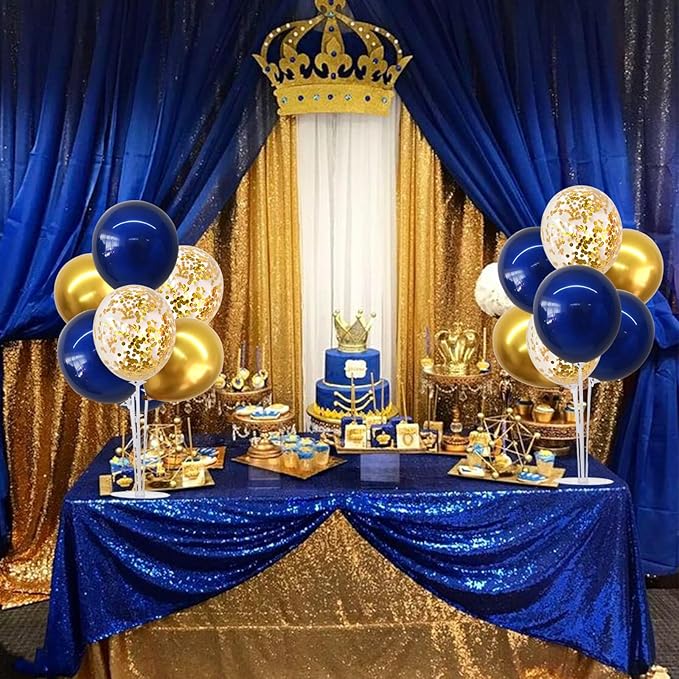 TONIFUL 6 Set Navy Blue Gold Balloon Centerpieces for Table,Balloon Arch Kit for Graduation Decorations 2025 Class of 2025 Party Decorations,New Year,Anniversary,Birthday Decoration