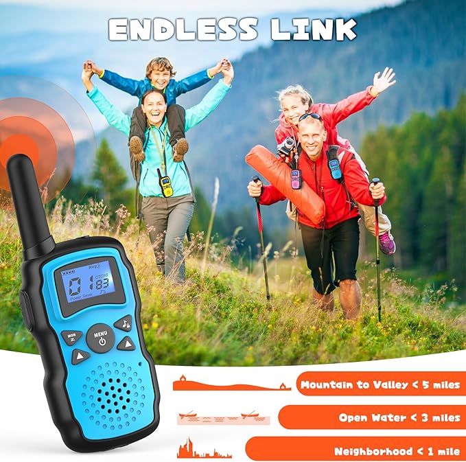 Wishouse Rechargeable Walkie Talkies for Kids Long Range with USB Charger,Outdoor Camping Games with Flashlight Indoor Fun Army Toys for Boys Girls Family,Xmas Birthday Gift for 3-12 Year Old Children