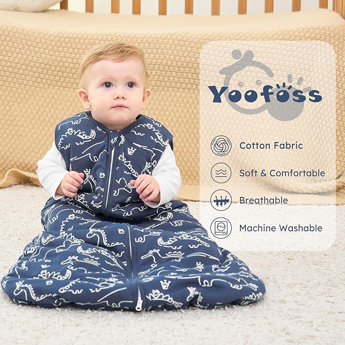 Yoofoss Baby Sleep Sack 12-18 Months, TOG 2.5 Baby Wearable Blanket with 2-Way Zipper, 100% Organic Cotton Fabric Winter Newborn Sleeping Sack, Warm Soft Comfy