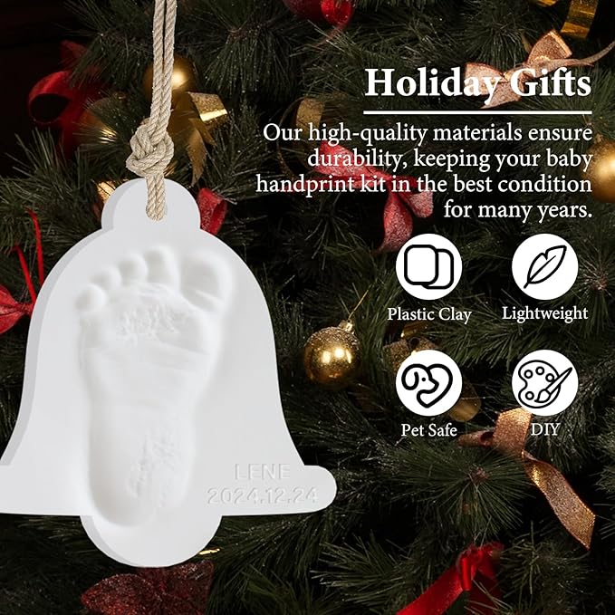Baby Handprint Footprint Keepsake Ornament Kit, Personalized Baby Foot Printing Kit for Newborn Clay Impression Handmade DIY Imagination to Create