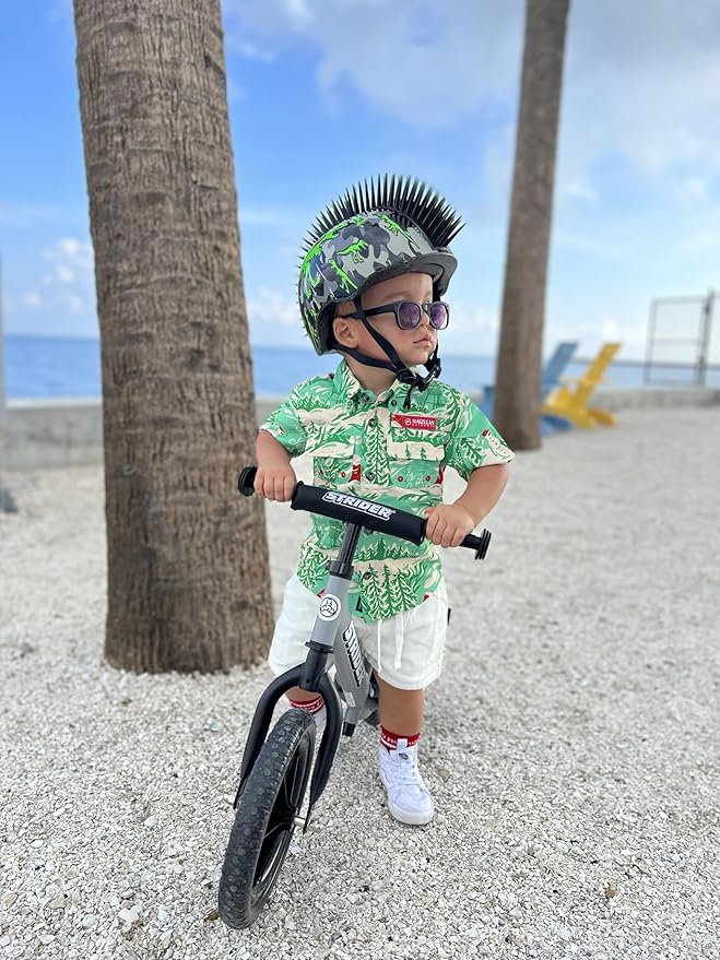 Strider 12” Sport Bike - No Pedal Balance Bicycle for Kids 1 to 4 Years - Includes Safety Pad, Padded Seat, Mini Grips & Flat-Free Tires - Tool-Free Assembly & Adjustments