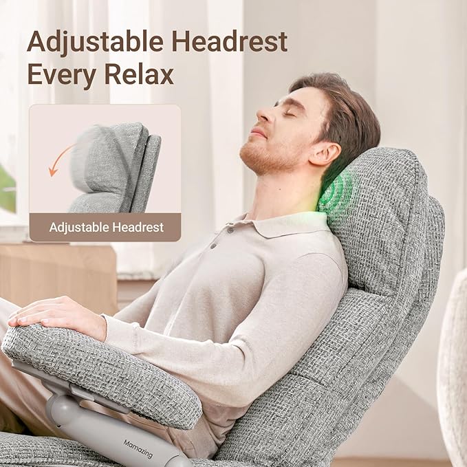 Nursery Swivel Glider Recliner Chair with Adjustable Armrests & Headrest, Rocking Chair Nursery with Removable Cover for Breastfeeding, FSC & Oeko-TEX Certified, Grey