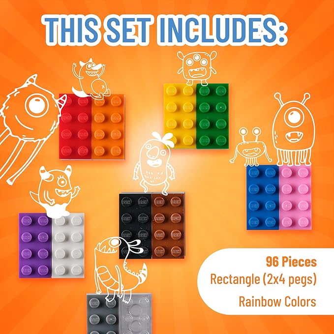 Strictly Briks Classic Bricks Starter Kit - 96-Piece 2x4 Stud Set in 12 Colors - Bulk Building Bricks for Creative Play, Ages 3+ - Compatible with All Major Brick Brands