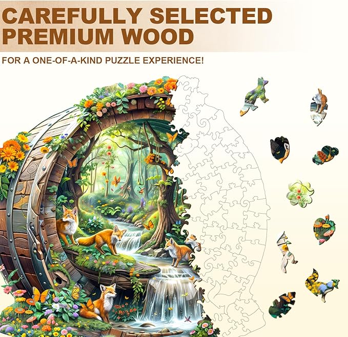 Wooden Puzzles for Adults, Fox Wooden Jigsaw Puzzle for Adults, Unique Animal Shape Wood Puzzles Adult, Birthday Party Gifts for Friends & Family Leisure Time Game Home Decor (XL)