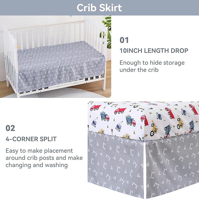 Viviland 3 Pieces Baby Bedding Set for Boy Girls, Baby Bedding Set for Newborn, Infant & Toddler - CAR