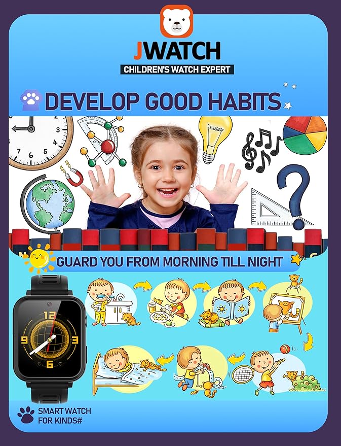 Kids Smart Watch for Boys Girls 6-12 with Pedometer Audio Book Camera Music Player Birthday (Black)…