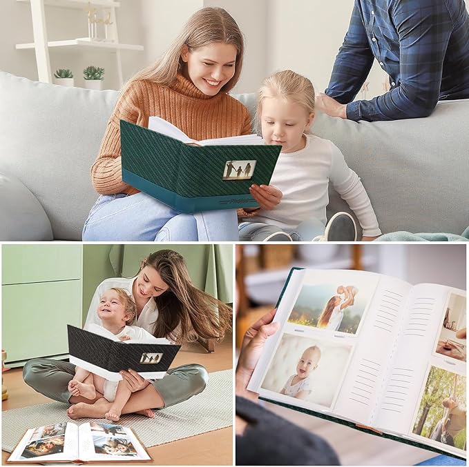 RECUTMS 4x6 Photo Album 200 Photos with Writing Space, Leather Cover with Window, 200 Photo 4x6 Picture Album Book with Memo for Wedding Family Baby Christmas Valentine's Day Anniversary (Brown)