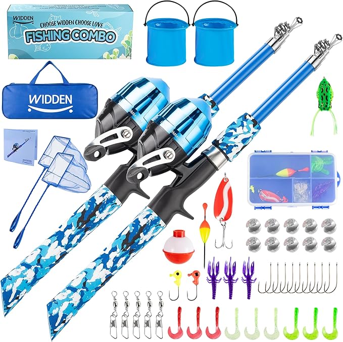 Kids Fishing Pole, Portable Telescopic Kids Fishing Poles for Boys and Girls, Fishing Rod and Reel Combo Kit with Tackle Box, and Fishing Net, Best Fishing Pole for Toddler Youth