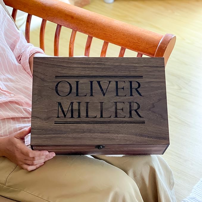 Personalized wooden name box for memories, keepsake Christmas gift, present for Him, Her, Boyfriend, Girlfriend, Baby Boy, Baby Girl, Brother, Sister, Guy, Groomsmen, Bride Friend for Birthday