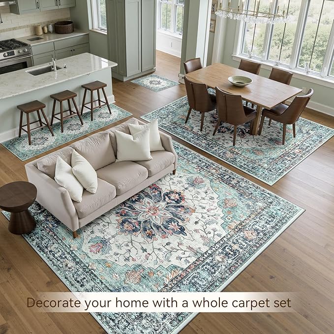 RELEANY Area Rugs 6'x8' Washable Non-Slip, Floral Vintage Distress Print - Image 8