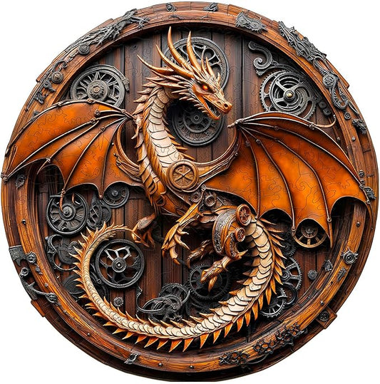 Wooden Puzzles for Adults, Mechanical Dragon Wooden Jigsaw Puzzles for Adults, Wood Puzzles Adult, Unique Animal Shape, Gifts for Friends and Family, Wall Art Canvas Puzzle (L -13.4*13.3in -300 pcs)