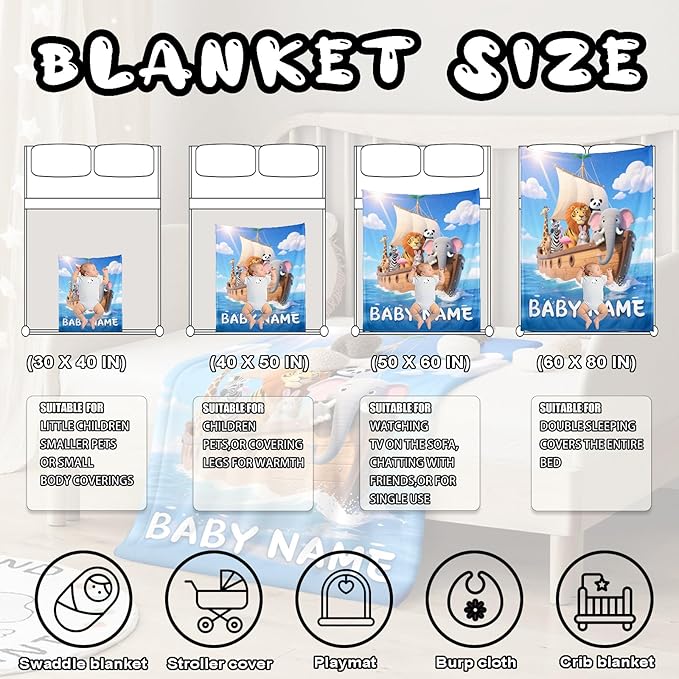 Ship Next Day, Personalized Baby Blanket – Printed in USA, Custom Baby Blanket for Boys & Girls, Baby Blanket with Name, Baby Shower, Easter, Christmas, Birthday Newborn & Toddler Gifts, Baby Gifts