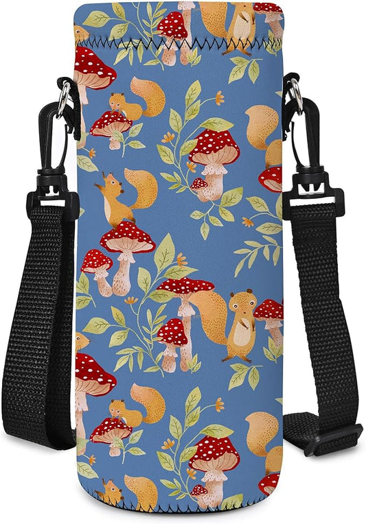 Neoprene Water Bottle Carrier Bag with Adjustable Shoulder Strap for Men Women Walking Hiking,Portable Insulated Holder Case for Stainless Steel/Glass/Plastic Bottles