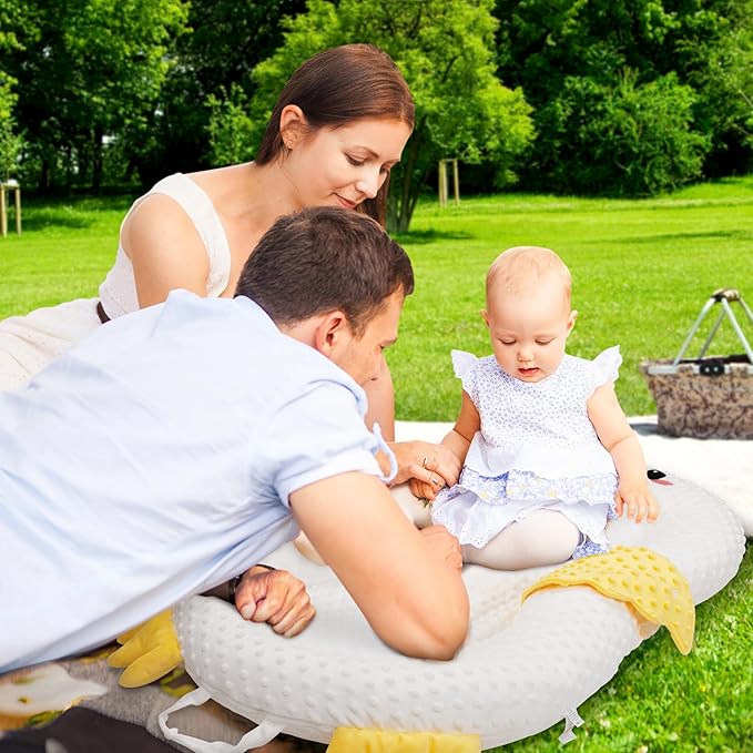 Baby Lounger for Newborn & Infant – Duckling Delight | Soft 100% Cotton Cover, Lightweight, Washable, Portable Infant Support Cushion by Sprinta