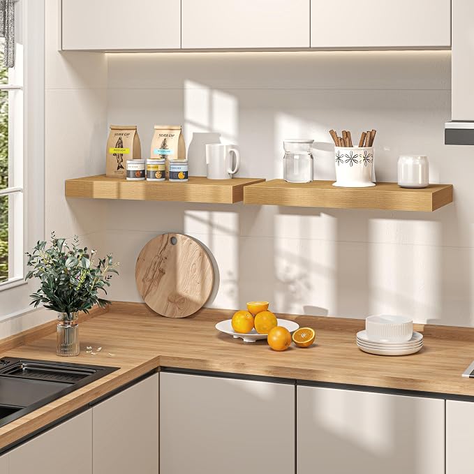 36Inch Oak Floating Shelves for Wall, 12 Inch Deep Shelves for Bedroom - Image 8
