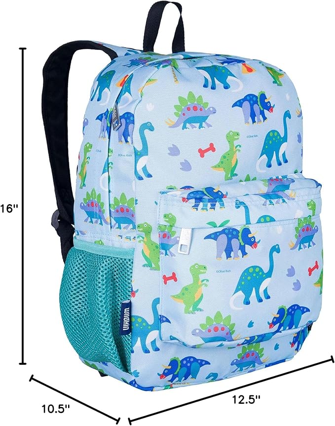 Wildkin 16-inch Kids Backpack – Durable, Padded & Spacious School Bag for Boys & Girls - Dinosaur Land
