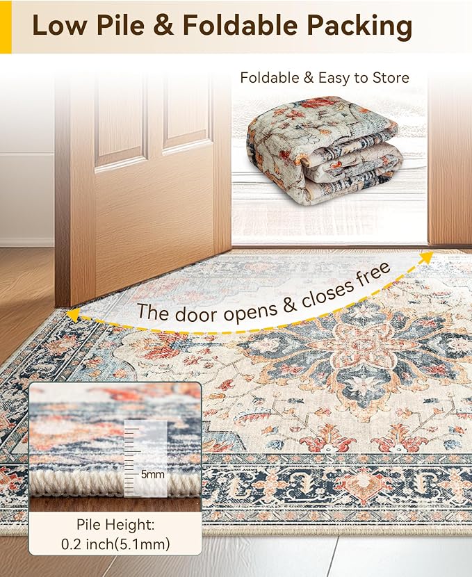 RELEANY Area Rugs 3'x12' Runner Rug Non Slip Washable - Image 4