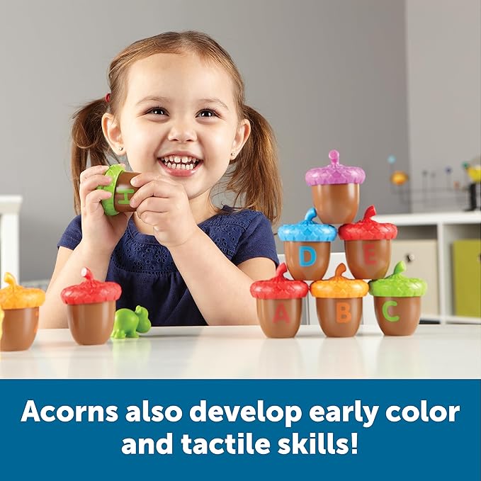 Learning Resources Alphabet Acorns Activity Set, Develops Letter Recognition, Educational Toys for Toddlers, Homeschool, Visual & Tactile Learning Toy, 78 Pieces, Ages 3+