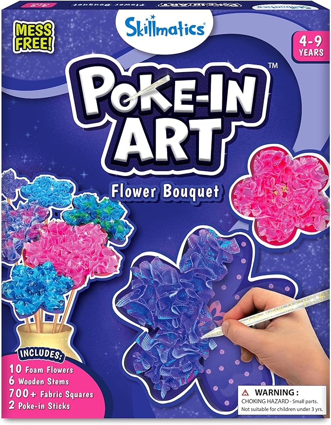 Skillmatics Poke-in Art - Flower Bouquet, Mess-Free Creative Activity, DIY Wood Craft Kits, Gifts for Girls & Boys Ages 4, 5, 6, 7, 8, 9