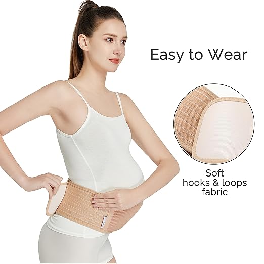 NeoTech Care Adjustable Maternity Belt - Light and Breathable Pregnancy Belly Support Band for Pregnant Women (Beige, Regular Size)