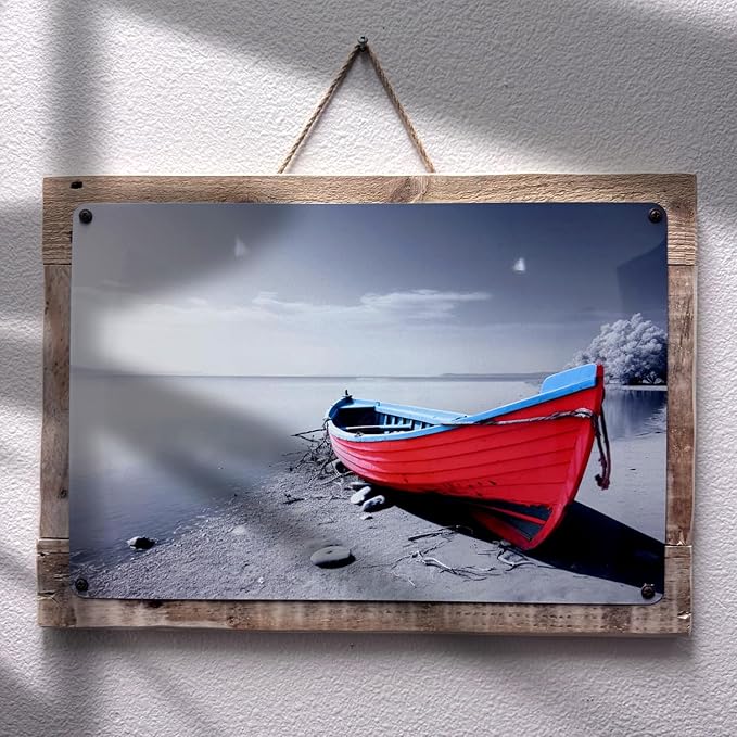 MUNDAZE Custom Portrait Metal Print on Reclaimed Wood Pallet Frame – Personalized Family Photo Gift – Glossy Aluminum Wall Art Keepsake – Made and Shipped in USA (16 x 12)