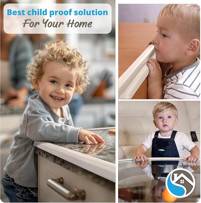 Premium 12ft Edge Protector for Baby, Odorless & Waterproof Edge Protector with 3M Adhesive Tape, Non-Toxic to Baby Proof Corners and Edges, Wall Corner Protector & Desk Edge Cushion White