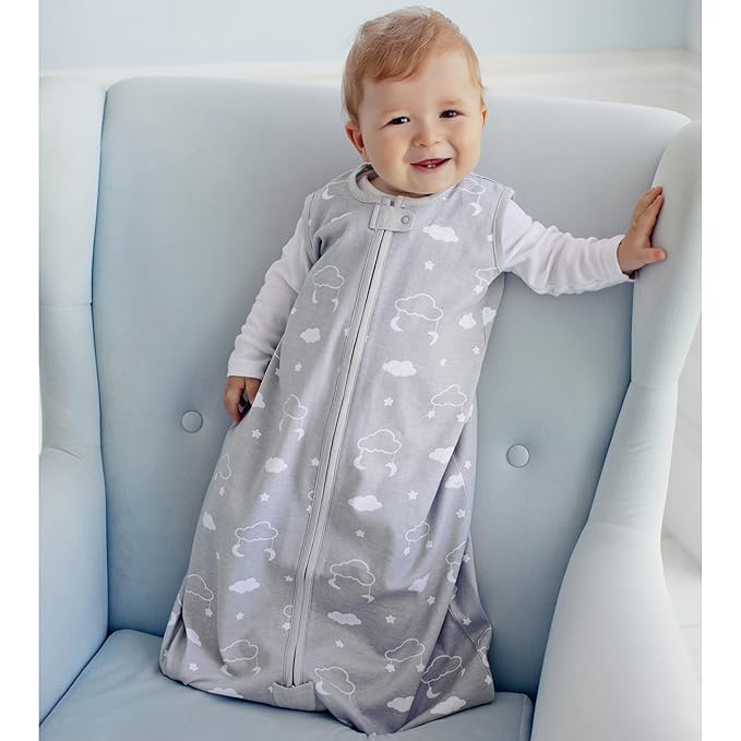 Baby Sleep Sack 1.0 TOG, Organic Cotton Baby Wearable Blanket with Two-Way Zipper, Swaddle Transition Baby Sleeping Bag, All-Season Sleep Sack for Newborn Infant Toddler Boy Girl, 0-6 Months, 1-Pack