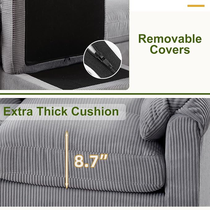 HAOMARKETS Corduroy Sofa Set, Upholstered Armchair and Loveseat - Image 6