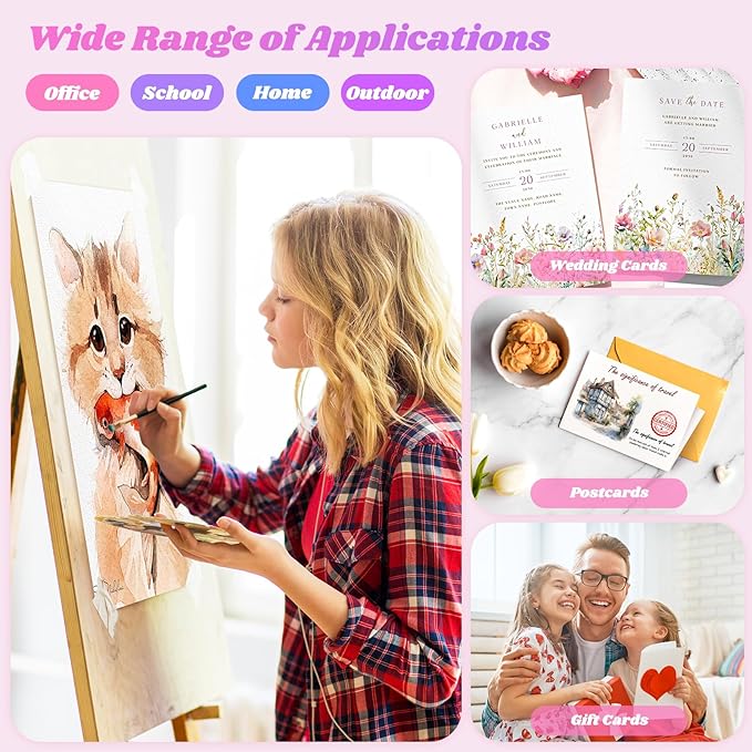 128 Sheets Watercolor Paper, 4"x6" Cold Press Water Color Paper for Kids Adults, 140lb/300gsm Artists Drawing Coloring Sketching Painting, Arts and Crafts Supplies, Valentine Gift Cards, White, Bulk