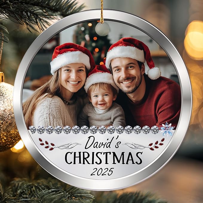 Personalized Baby’s First Christmas Photo Christmas Ornament 2025 - My First Holiday Keepsake - Custom Newborn Ornament - Sweet Gift for New Parents Mom Dad - Baby Holiday Memory Decoration
