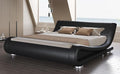 SHA CERLIN King Size Upholstered Bed Frame, Deluxe Low Profile Sleigh Bed by SHACERLIN