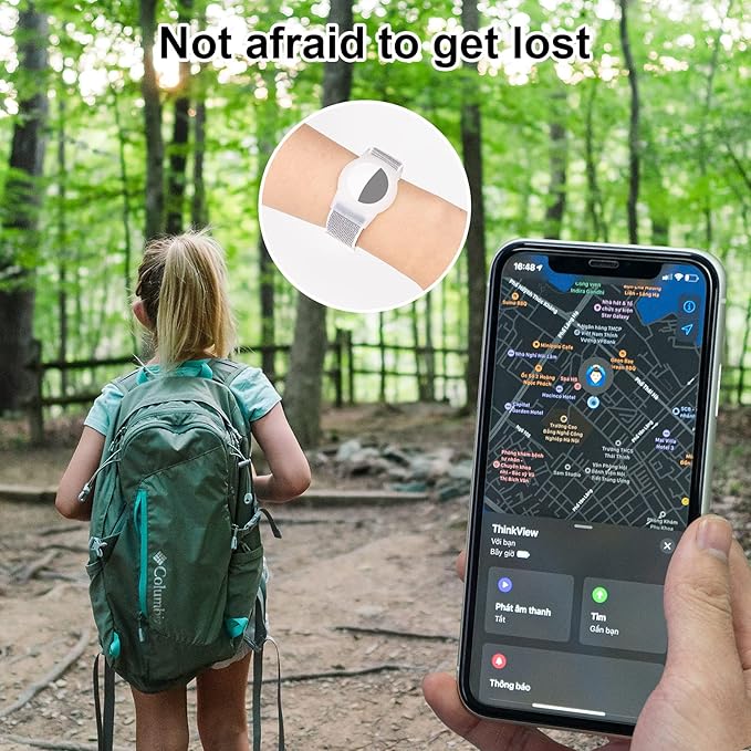 Kids Wristband Compatible with Apple AirTag, Protective Case for Air Tag GPS Tracker Holder with Nylon Bracelet, Adjustable Anti Lost Watch Band for Toddler Child Elder(Grey)