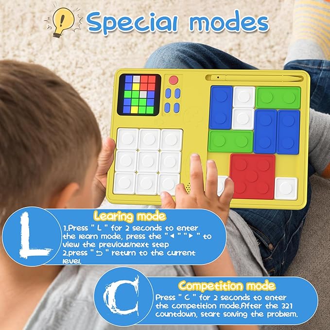 Slider Puzzle Games & LCD Writing Tablet for Kids 2 in 1,Drawing Pad with 500+Challenges Travel Games for Kids Age 4-8,Brain Teaser Puzzle Games Kids Drawing Tablet Toys for Boys Girls