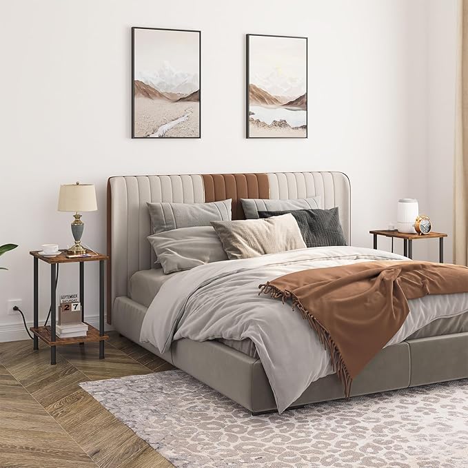 HOOBRO Side Table with Charging Station, Small End Table with USB Port and - Image 4
