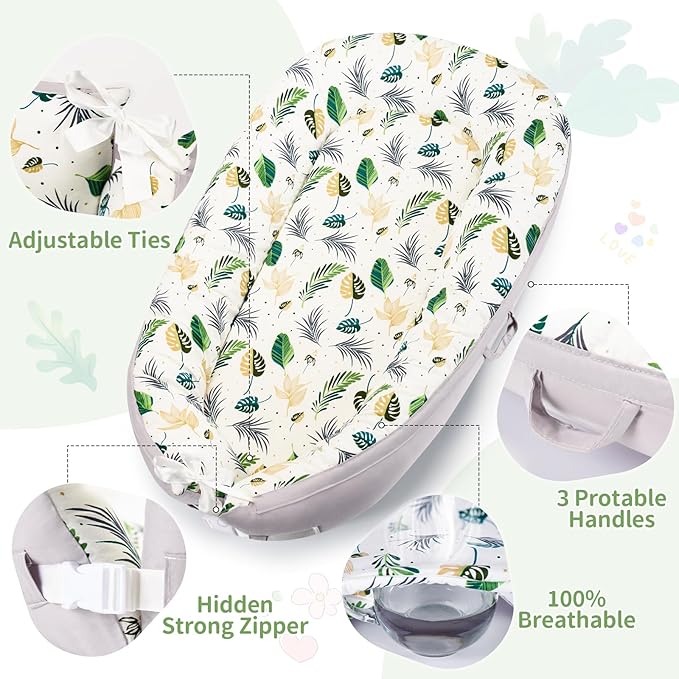 Baby Lounger- Baby Nest for 0-24 Months, Ultra Soft Organic Cotton Breathable & Portable Baby Lounger, Baby Lounger Pillow for Newborn