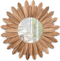 Emfogo Wall Mirror 21 inch Rustic Wood Sunburst Boho Mirror Wall Decor Home by Emfogo