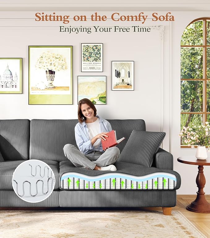 Kidirect 87in U Shaped Couch, Modular Sofa No Tool Assembly, Comfy Sectional - Image 7