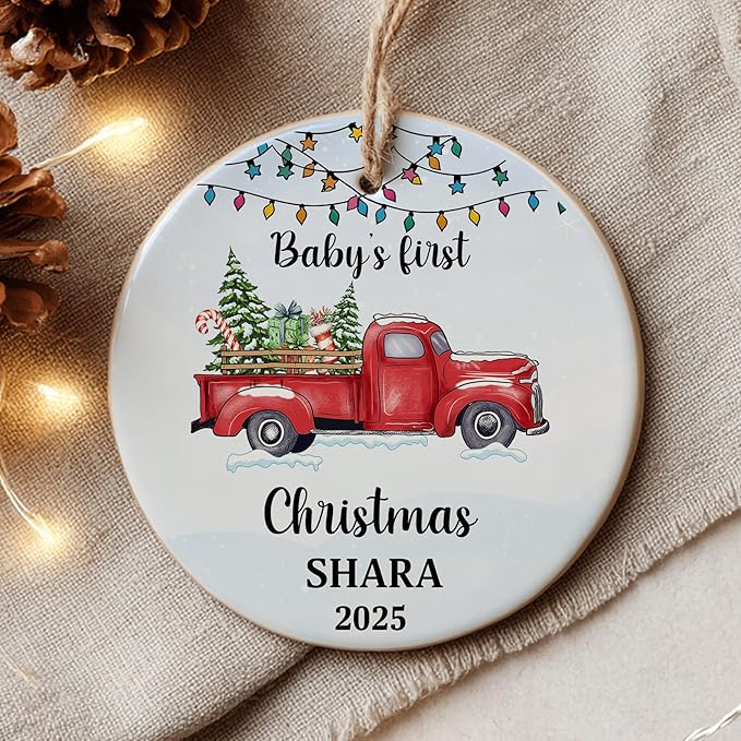 Personalized Baby First Christmas Ornament 2025 - Custom Ornament for New Baby - Babies Name Keepsake - Sweet Gift for Parents - Newborn, New Mom, Dad Gifts On Christmas, Birthday