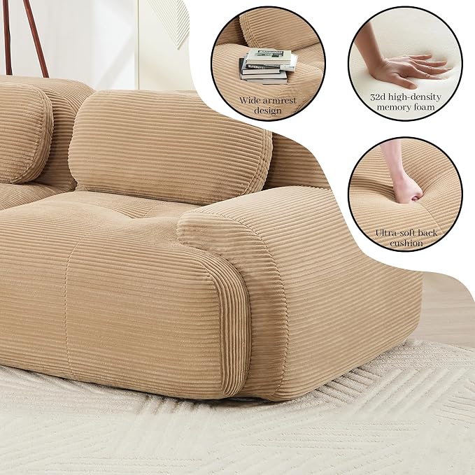 Boneless Sectional Couch, No Assembly Required, 152.7” Modular Cloud Sofa - Image 7