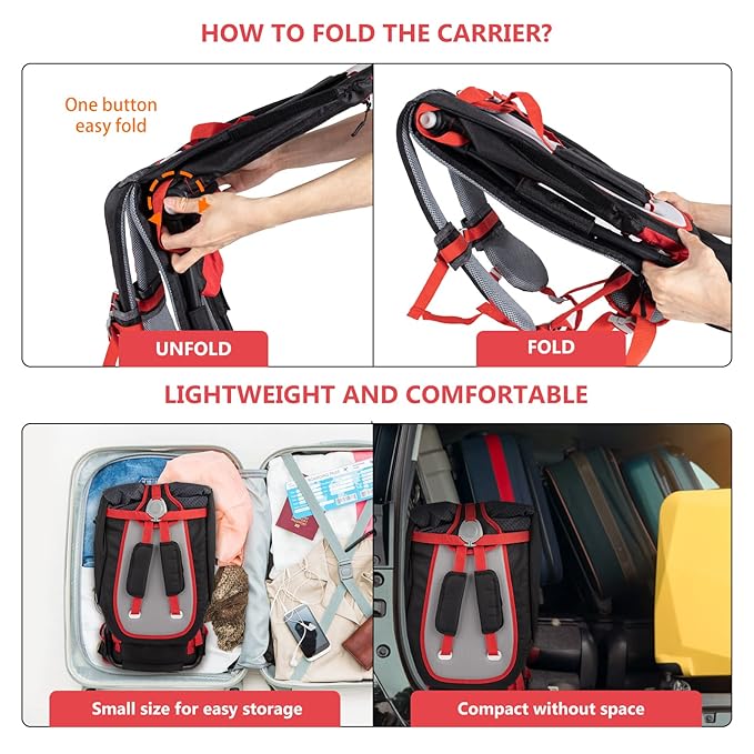 Baby Shoulder Carrier Baby Hiking Backpack Carrier with Rain Cover Sun Shade for Child Safe Backrest and Toddler Ergonomic Seat Holds 40 Pound for Children Between 6 Months-3 Years Old Babies