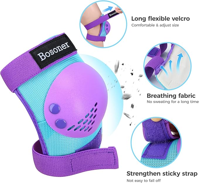 BOSONER Kids/Youth Knee Pad Elbow Pads for Roller Skates Cycling BMX Bike Skateboard Inline Rollerblading, Skating Skatings Scooter Riding Sports