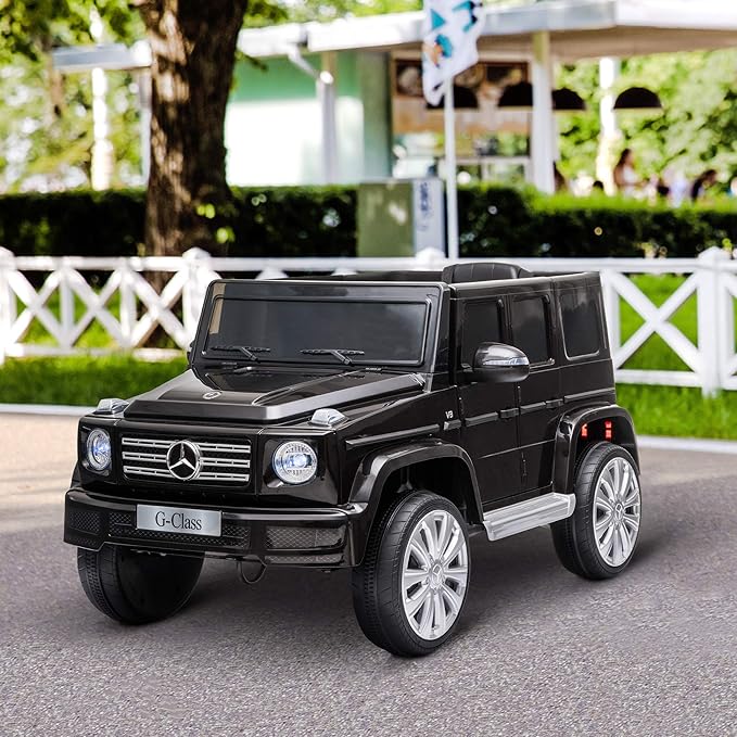 Aosom 12V Kids Electric Car, Mercedes Benz G500 Licensed Battery Powered Ride on Truck for Kids with Remote Control, Headlights, Music, Suspension & Storage for Boys and Girls, Black