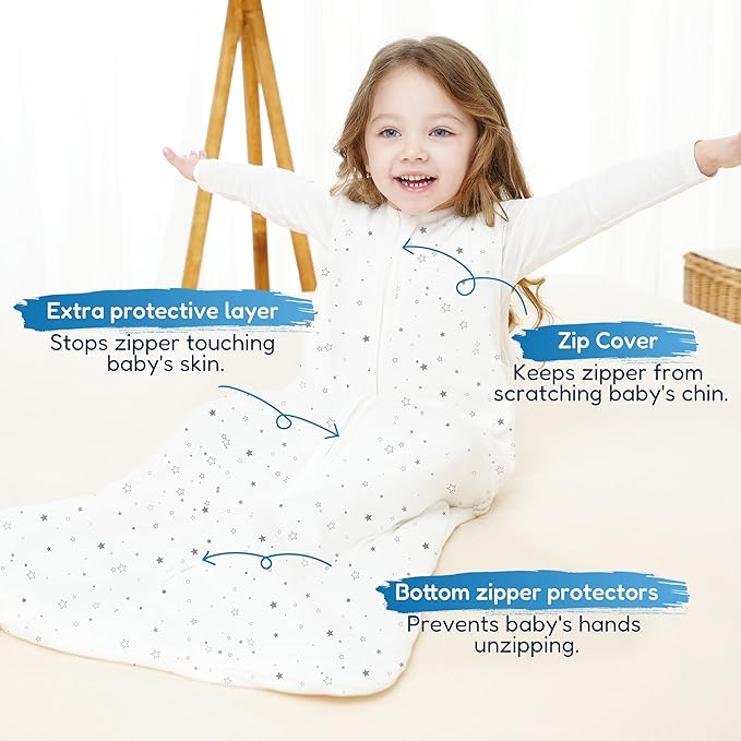 TotAha Toddler Sleep Sack 1.0 TOG, Soft Quilted Wearable Blanket Baby Sleeping Bag with 2-Way Safe Zippers for All Seasons