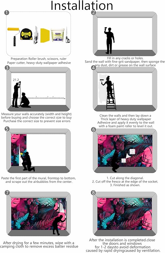 Tropical Plant Rose Red Banana Leaf Fabric Wallpaper Mural for Bedroom Living Room Basement(Not Self-Adhesive)